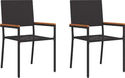Zdjęcie produktu dla vidaXL Krzesła ogrodowe do układania w stosy, 2 szt., czarne i brązowe, 54 x 56 x 90 cm