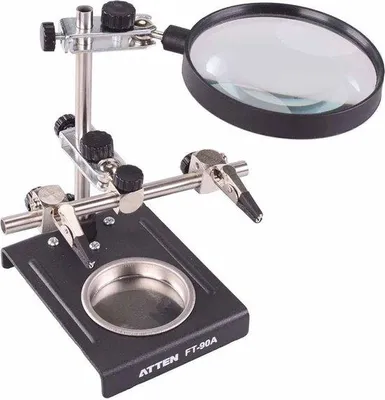Productafbeelding van Famanu Verstelbare mechanische houder met vergrootglas - Ideaal voor hobby's en soldeerwerk