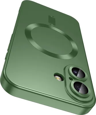 Immagine prodotto di Custodia magnetica per iPhone 16 Plus, custodia protettiva in silicone opaco con protezione dell'obiettivo, compatibile con MagSafe Verde