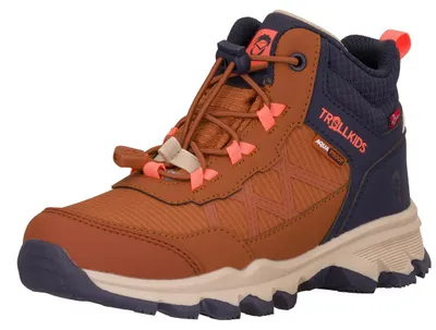 Produktbild von Trollkids Kinder Trolltunga Hiker Mid XT Wanderstiefel teak brown/navy/vivid orange/sandstone 35