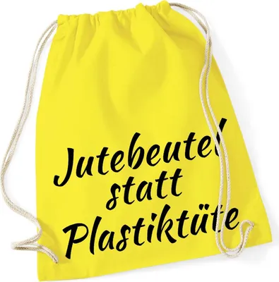Produktbild von Huuraa Turnbeutel statt Plastiktüte 12 Liter Yellow Baumwolle Rucksack Geschenkidee
