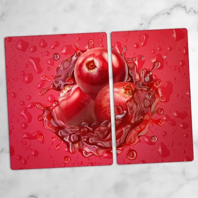 Produktbild von Glas-Herdabdeckplatten Glaskeramikkochfeld-Abdeckung Spritzschutz Schneidebrett Zweiteilige Glas 70x52 cm Obst Splash