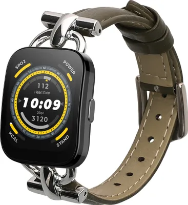 Produktbild von kwmobile Armband kompatibel mit Huami 22mm Amazfit Bip 6 / Bip 5 Unity / Bip 5 / GTS 3 / Balance 2 / Helio Strap - Echtleder Fitnesstracker