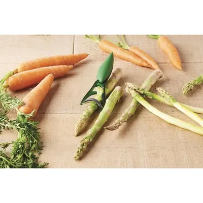 Image de Mastrad Éplucheur d'asperges, Coupe-asperges, Éplucheur de cuisine, Éplucheur, Acier inoxydable, TPR, Plastique, Vert, F20708