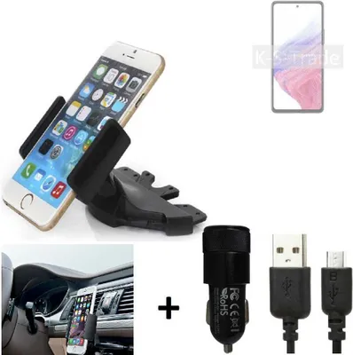 Produktbild von TOP SET K-S-Trade Autohalterung kompatibel mit Samsung Galaxy A53 5G CD Schlitz Halterung KFZ-Halter Radio Handy Halterung 360° drehbar DVD-Schacht