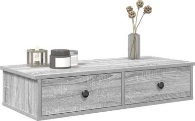 Produktbild von "im  " Wandregal mit Schubladen Grau Sonoma 80x31x17 cm Holzwerkstoff - Wandregale CC24509