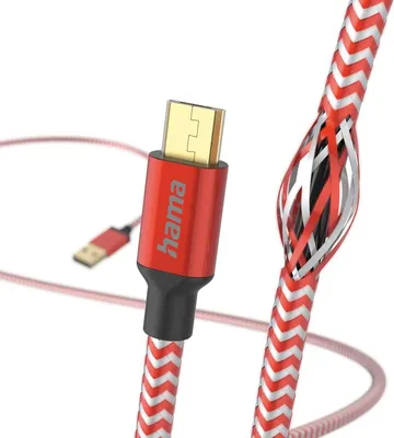 Obrázek produktu pro Hama Reflective, 1,5 m, USB A, Micro-USB B, USB 2.0, 0,48 Gbit/s, Červená