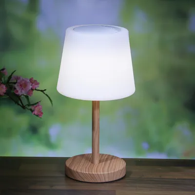 Produktbild von LED Tischlampe mit Lautsprecher - Bluetooth - wiederaufladbar - H: 38cm - für Terrasse, Balkon