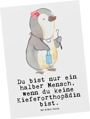 Produktbild von Mr. & Mrs. Panda Ansichtskarte Kieferorthopädin Herz - Weiß - Geschenk, Postkarten, Grußkarte, bildkarte, Postkarte, Ansichtskarten, Kunstkarten