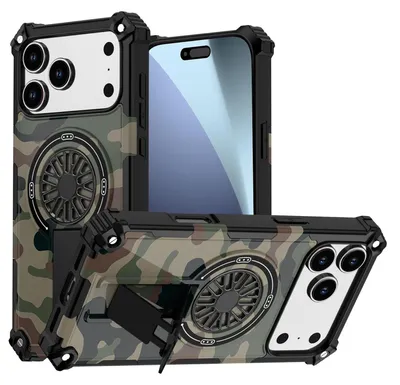 Image de Pour Apple iPhone 17 Pro Max Camouflage MagSafe 360 Ring Hybrid Kickstand Cover