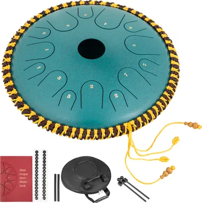 Obrázok produktu pre VEVOR 14'' 14 Tone Tongue Drum Veľký oceľový bubon C-Key-Hand-Pan s paličkami a taškou Mineral green