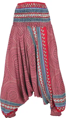 Produktbild von Afghani Hose, Overall, Jumpsuit, Haremshose, Pluderhose, Pumphose, Aladinhose - Rot, Damen, Viskose, Hosen