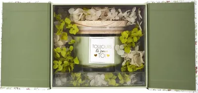 Image de Set cadeau bougies parfumées - 1 bougie de luxe - Bougie parfumée emballage cadeau - Boîte cadeau - Bougie - Set cadeau bougies parfumées - Vert