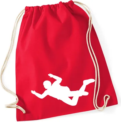 Produktbild von Huuraa Turnbeutel Skydiving Silhouette 12 Liter Classic Red Baumwolle Rucksack Geschenkidee