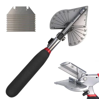 Produktbild von Gehrungsschere, Winkelschere mit 10 Ersatzklingen Cuttermesser, 45°-135° Schneidwerkzeug, Gehrungszange für Präzisen Schnitt PVC, Holz, Kunststoff
