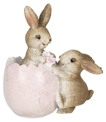 Zdjęcie produktu dla Clayre & Eef Figurka Królik 10 cm Brązowy Różowy Plastik