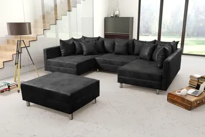 Produktbild von Wohnlandschaft Sofa Couch Ecksofa Eckcouch MF Vintage Anthrazit Minsk XXL