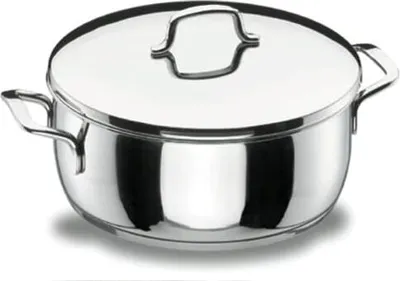 Produktbild von Lacor 90020 Faitout Gourmet 20 CM Kochtopf inkl. Deckel, Edelstahl, 20 cm Durchmesser, Induktionsherd-geeignet
