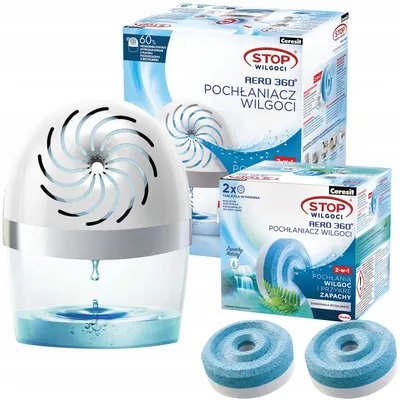 Image de Ceresit Déshumidificateur d'air Aero 360 Blanc avec 2 recharges de pastilles parfumées Waterfall
