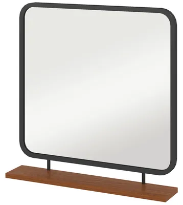 Obrázok produktu pre HOMCOM Nástenné zrkadlo 55 x 55,5 cm Celotelové zrkadlo s drevenou odkladacou plochou, čierne