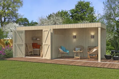 Produktbild von Gartenhaus Modell QBV-Line 5,90 m² + 300 cm Anbau