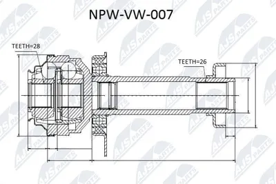 Produktbild von NTY Gelenksatz Antriebswelle Getriebeseitig für VW Transporter V Bus (7HB, 7HJ, 7EB, 7EJ, 7EF, 7EG, 7HF, 7EC) NPW-VW-007