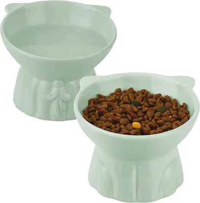 Produktbild von Kattenvoerbak-Set für 2 - ergonomisches Kippdesign für Kätzchen und Welpen