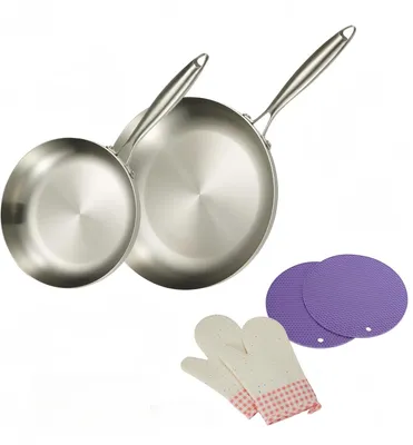 Imagen del producto de Sartén de 30 cm, de acero inoxidable de 3 capas, apta para inducción, resistente al horno y a la parrilla, ideal para la cocina