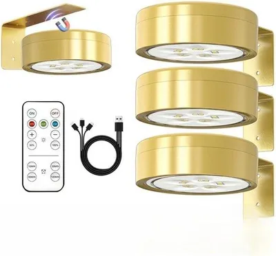 Produktbild von Dimmbare, oplaadbare LED-Schilderlampen mit Fernbedienung, 3 Stück, magnetisch, 3 Lichtfarben, +
