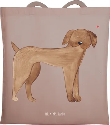 Produktbild von Mr. & Mrs. Panda Tote Bag Hund Dogge - Braun Pastell - Geschenk, festival tasche, Laptoptasche, Herz, Einkaufstasche, Sprüche, Schultasche, Hunde
