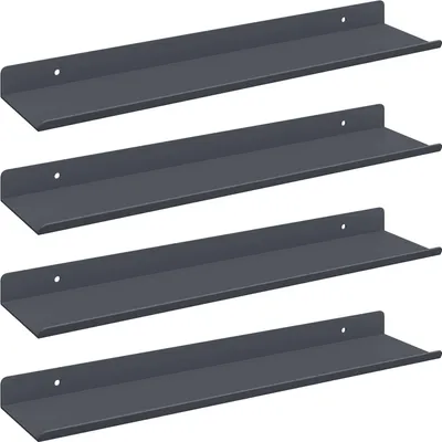 Immagine prodotto di vidaXL Mensola sospesa, set di 4 pezzi, antracite, 40 x 8,5 x 2,5 cm, acciaio