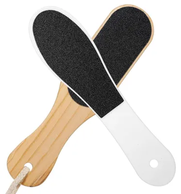 Zdjęcie produktu dla Pilnik do zrogowaciałego naskórka, dwustronny, drewniany, grubość i drobność, szczotka do stóp, pedicure, 2 sztuki