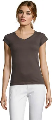 Image de SOLS - "Moon" T-shirt col V pour femme LT1485 (L) (Gris foncé uni)