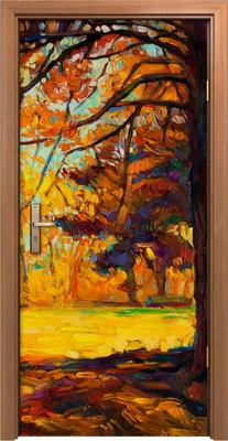 Produktbild von Türposter 90x200 cm Türaufkleber Türtapete Türfolie Klebefolie Wand Kunst Bild Wald Herbst Baum