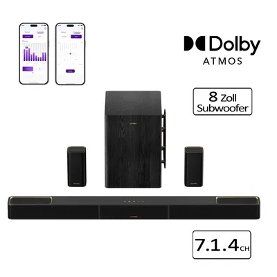 Produktbild von ULTIMEA Skywave Series 7.1.4ch Professionelles Kabelloses Surround Sound System für mit Dolby Atmos, kabellosem Subwoofer, 840W