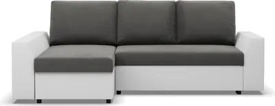 Produktbild von LUGO - Ecksofa mit Schlaffunktion, Bettkastem, Komfort und Still, grau + weiß