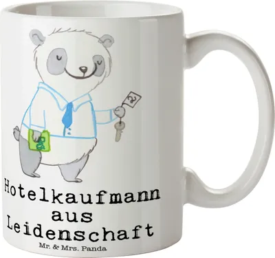 Produktbild von Mr. & Mrs. Panda Becher Hotelkaufmann Leidenschaft - Weiß - Geschenk, Tasse, Kaffeebecher, Lustig, Spruch, Hotelier, Kaffeetasse, haferl, Geschenktasse, Ausbildung