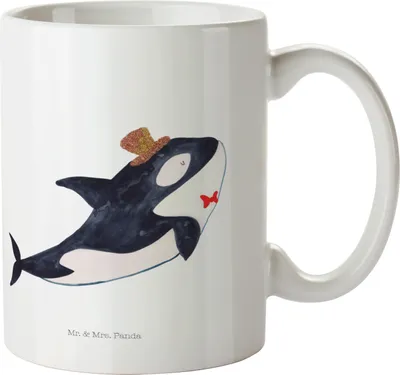 Produktbild von Mr. & Mrs. Panda Kinderbecher Orca Zylinder - Weiß - Geschenk, Glückwunsch, Kindertasse, Narwal, Haferl, Fest, Meer, Geburtstag, Pott, Konfetti, Trinklernbecher