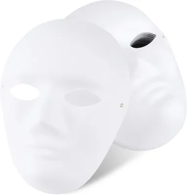 Produktbild von DIY-Gesichtsmasken aus Papier zum Bemalen – Set mit 10 Stück – Weiße Masken