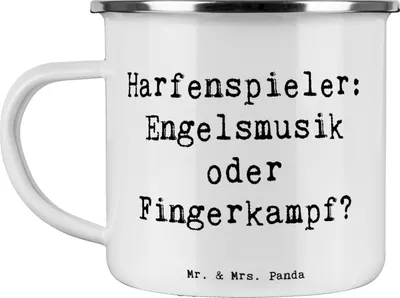 Produktbild von Mr. & Mrs. Panda Pott Spruch Harfe Melodien - Weiß - Geschenk, Musizieren, Teetasse, Instrument, Musiker, Musik, himmlisch, Haferl, Motivtasse, entspannend, Musikhumor