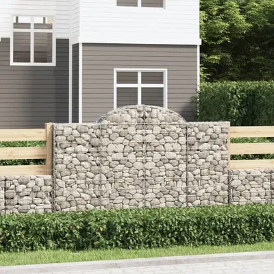 Produktbild von The Living Store Gabionen mit Hochbogen 6 Stk. 200x30x120/140cm Verzinktes Eisen