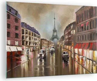 Produktbild von Bilder auf glas - Paris Turm Straße - 70x50cm - Glasbilder - Wandbilder - Kunstdruck - zum Aufhängen bereit - Wanddekoration aus Glas - Glas Bilder - Wandbild auf Glas - Einteilig - GAA70x50-3431