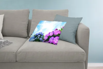 Produktbild von MuchoWow® Zierkissen Sofakissen Wohnzimmer Dekokissen 60x40 cm Hortensie für blauen Himmel - Kopfkissen - Polster mit Foto