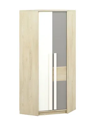 Produktbild von Eckschrank INNES – Breite 82 cm, Fjordbuche / Weiß / Platingrau