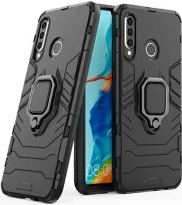 Obrázek produktu pro cofi1453® Ring Armor Kickstand Armoured Case Bumper kompatibilní s Huawei P40 Pro Silicone Hard Case Cover Příslušenství Bag Armoured Shell Black