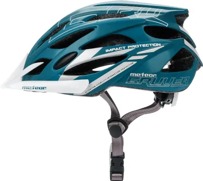 Produktbild von Meteor GRUVER Fahrradhelm (PVC/EPS), Unisex, dunkelgrün, Größe L 58-61cm, für Radsport, MTB und Roller. Mit FIT SIZE, Reflektoren, abnehmbarem Visier, AIR FLOW, FLY NET, Schnellverschluss und waschbarer Polsterung.