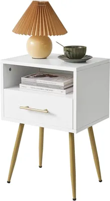 Obrázek produktu pro Noční stolek - Přístavec - Úložný prostor do ložnice - Dvě úrovně - 29 x 39 x 57 cm - Bílá barva