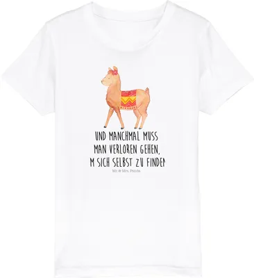 Produktbild von Mr. & Mrs. Panda Kleinkinder T-Shirt Alpaka Stolz 7-8 Jahre (122/128) - Weiß - Geschenk, Kinder, Öko, Teenager, Kinder-T-Shirt, Lama, Kindershirt