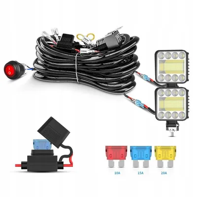 Produktbild von Kabelbaum Kabelsatz Relais Adapter für KFZ Scheinwerfer Arbeitsscheinwerfer Tagfahrleuchten Lichtleisten DC 12V/40A, ON/OFF Schalter Kit
