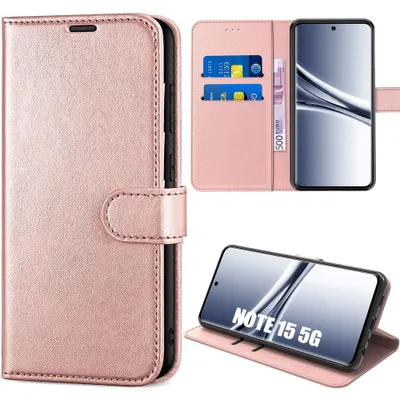 Image de Coque pour Xiaomi Redmi Note 15 5G/4G, Protection Anti-Rayures Antichoc Synthécuir Rose